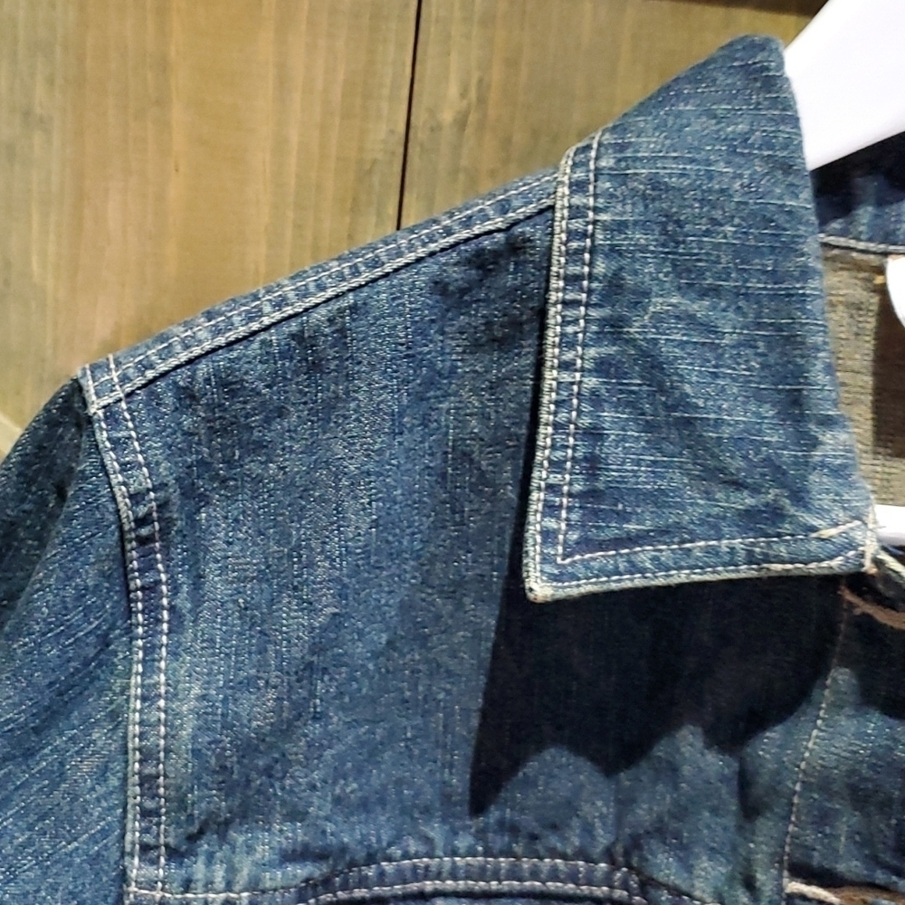DENIM VINTAGE BILL BLASS CLASSIC TRUCKER JEAN JACKET SIZE PL 70s 80s Pop Rock - Picture 2 of 7